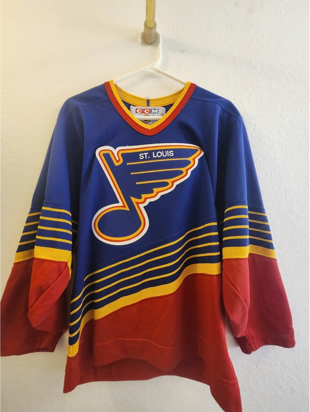 Vintage St Louis Blues Jersey Mens Small Blue NHL Hockey CCM Canada Trumpet